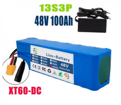 48V 13S3P 100Ah 1000W Li-ion Battery Pack 100000mAh with BMS + Charger Set New