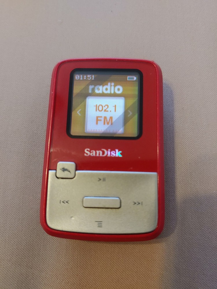 SanDisk Sansa Clip Zip 4GB SDMX22 FM MP3 Player, RED, Very Good, Tested, USA