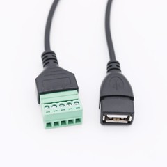 1FT USB A Female to 5 Pin Screw Terminal Connector Plug w/ Shield Adapter Cable