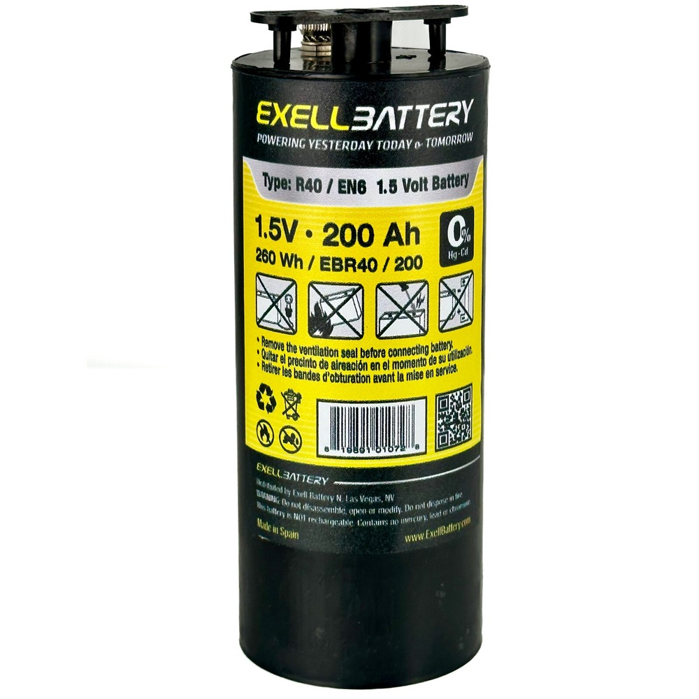 Exell Battery EBR40 Type R40 1.5V Battery EN6, HO40, 906AC, Ignitor