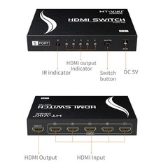 MT-VIKI 5 Port HDMI Switch 4K 30HZ 5×1 Switcher with Wireless IR Remote for 3D