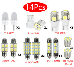 14Pcs 36mm T10 LED Interior Car Light Kit Map Dome License Plate