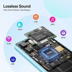 AGPTEK M6 128GB Metal 2.4 inch MP3 Music Player One-Click Recording and Speaker