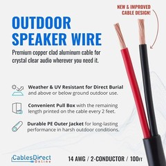 14AWG OUTDOOR Speaker Wire UV Rated 14/2 14/4 Direct Burial Bulk Spool 250 500ft