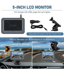 Wireless 5″ Monitor Solar Magnetic Backup Camer For Truck Car Trailer RV 1080P