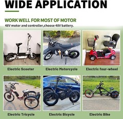 Ebike Battery 48V 25Ah Li-lon Lithium Batteries for 1000W Electric Scooter Motor