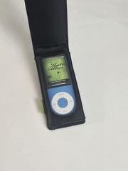 IPOD NANO 5G 5TH GENERATION LEATHER CASE FOLIO COVER Belt Clip 8GB 16GB BLACK