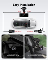 REDTIGER 4K Dash Cam Front and Rear, Touch Screen 3.18 Inch, Free 64GB Card