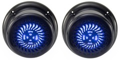 RV Surface Mount Speaker – Exterior 5.25″ Black Wavy Blue LED – Marine 2x Pair