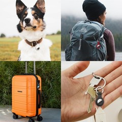 Compatible with AirTag Holder Case Keychain 4 Pack, for Black/White/Blue/Red