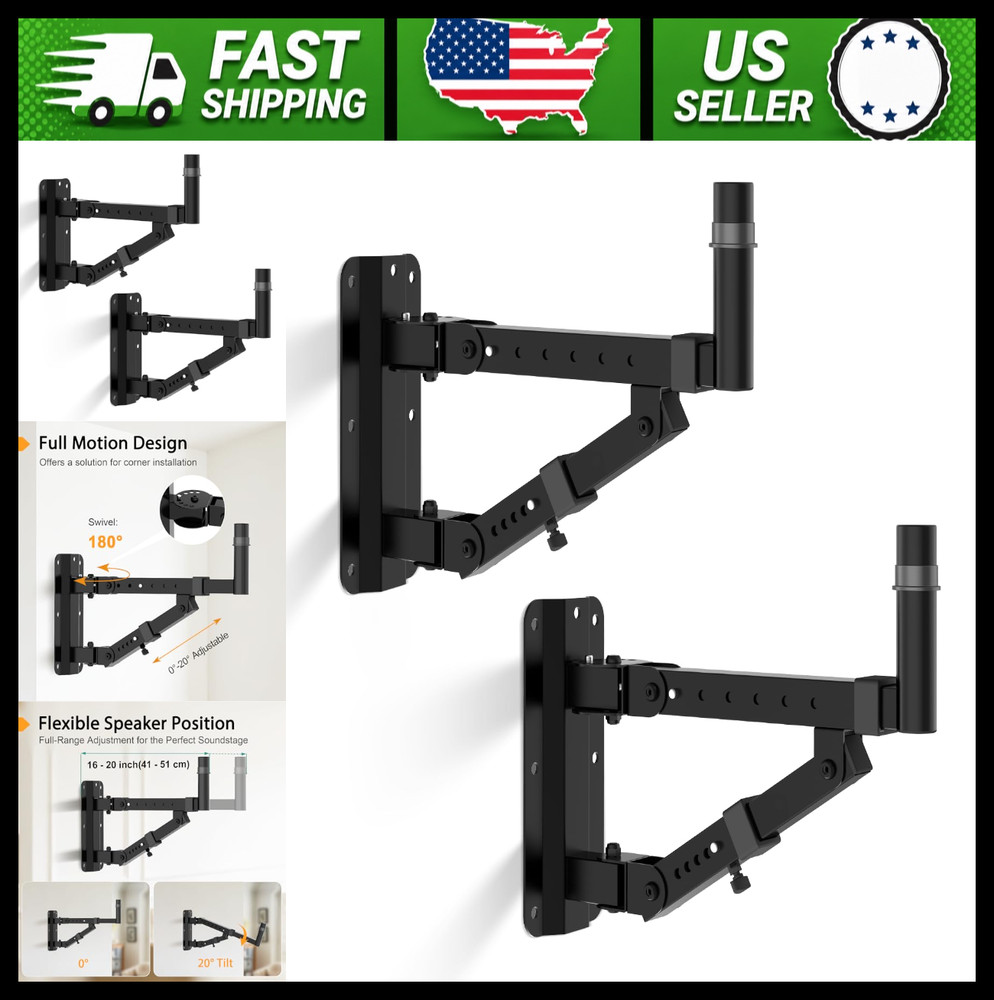 Set of 2 Speaker Wall Mount Wall Mounting Brackets