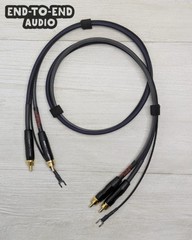 Turntable Cable Set | Mogami Cable, Gold RCA, Spade Ground Wire, Braided Sleeve