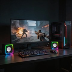 XTRIKE ME Mini RGB PC Gaming Speaker 2.0 Stereo USB for Notebook Laptop PS5 Xbox