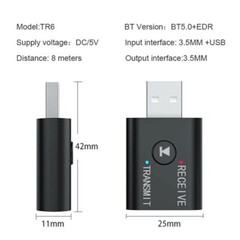 Bluetooth 5.0 2in1 Transmitter Receiver Car Wireless Audio Adapter USB 3.5mm lot