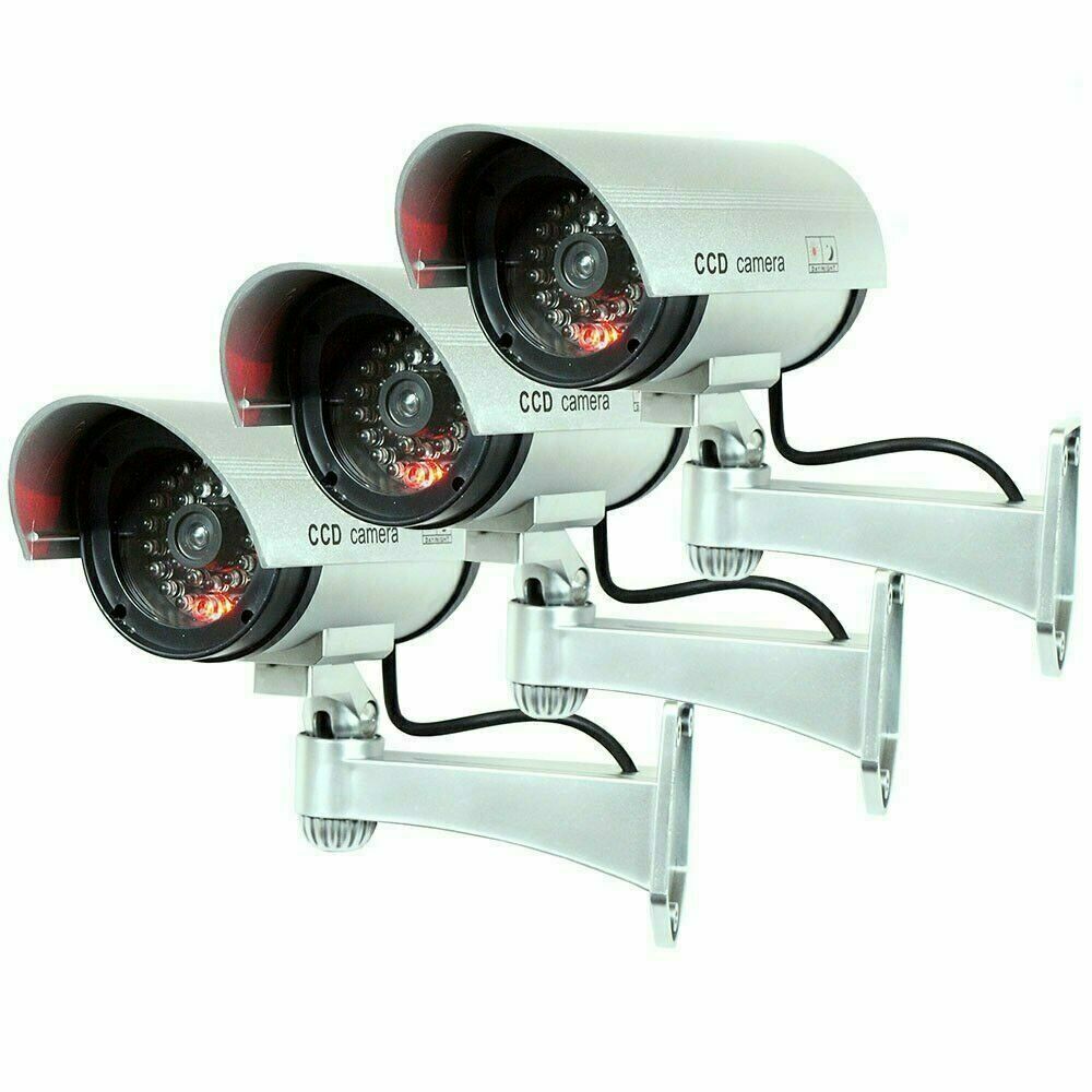 3 Pack IR Bullet Fake Dummy Surveillance Security Camera CCTV & Record Light