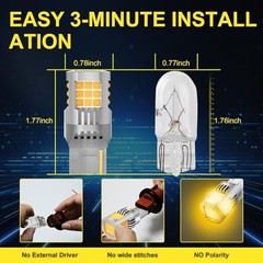 LED Bulb, Amber Yellow 4500 Lumens, All-Aluminum Body, Wide LED 7440 warm white