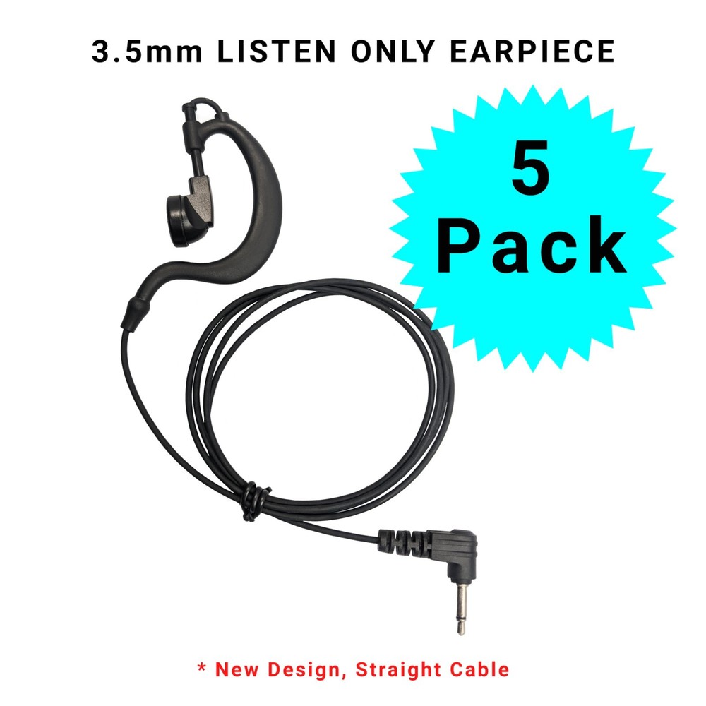 5-Pack 3.5mm Listen-Only Swivel Earpiece for Remote Speaker Shoulder Microphones
