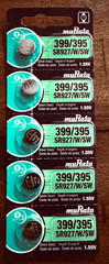 399/395 MURATA 5PK 1.55V SILVER OXIDE (GOOD EXP 10/32) SR927 395 SR57 FREE SHIP