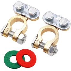 Battery Terminal Set with Anti-Corrosion Washers, Positive 1Pair silver