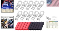 iGreely 10pcs 2/0 Guage 3/8 Wire Lugs Ring Terminal Connectors Ends 2/0 AWG H…