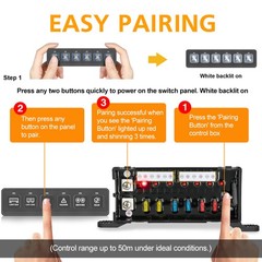 Wireless 6Gang Switch Panel LED Light Bar Circuit Control Box Car RV Boat Marine