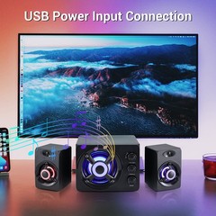 2.1 Channel Desktop Speakers RGB USB 3.5mm AUX for PC Laptop Gaming Bass Control