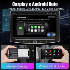 10.1” Single 1Din Android 15 Carplay Rotatable 4+64GB Car Stereo Radio GPS Navi