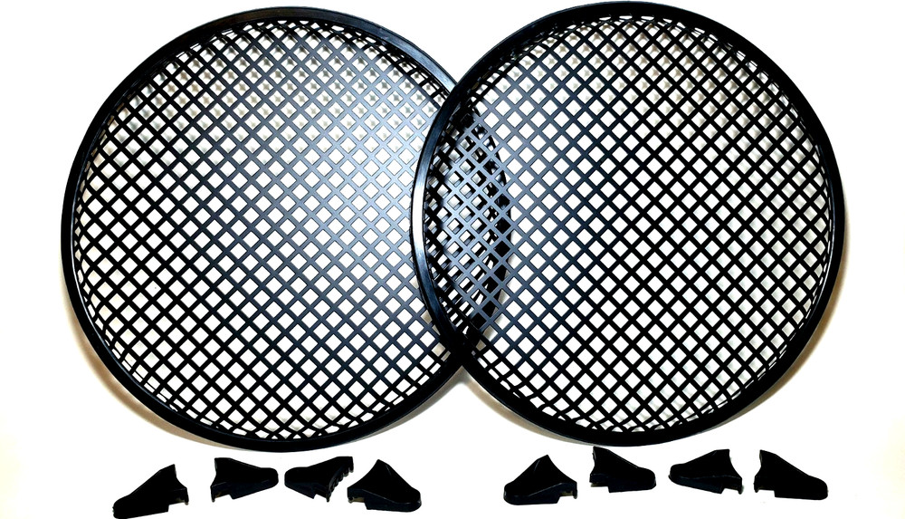2 Pack 12″ Metal Subwoofer/Speaker Waffle Grill Cover w/ Clips