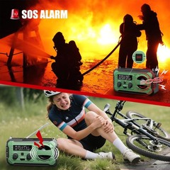 Emergency Solar Hand Crank Weather Radio 10000mAh Power Bank Charger Flash Light