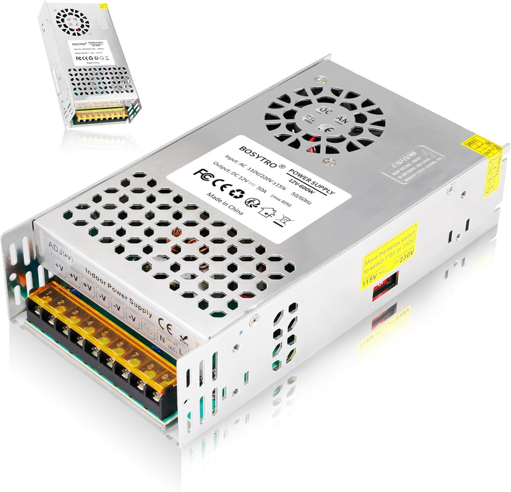 12V 50A 600W DC Switching Power Supply, AC 110V to 12V Converter (SMPS), 12 Volt