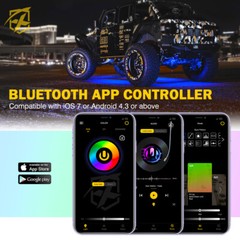 Xprite RGBW LED Rock Lights Neon Kit Remote Control Bluetooth For Jeep Truck UTV