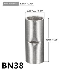 10-100Pcs 2-22 AWG Non-Insulated Copper butt Splice connectors terminal barrel