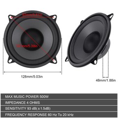 1 Piece 5 Inch 500W 2-Way HiFi Car Coaxial Loud Speaker Full Range Frequency US