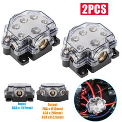 2pcs Durable ABS Plastic Covered Car Audio Power Block 1 Way In 5 Ways Out