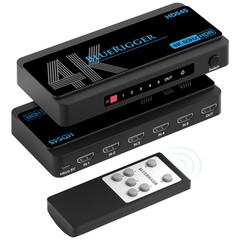 4K HDMI Switch 5 in 1 Out (4K 60Hz, 5 Port Video Switcher, HDMI Hub, HDR10+, …