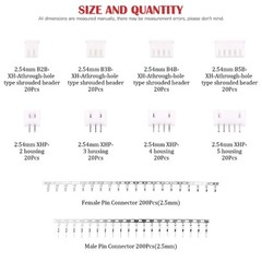 560Pcs 2.54mm 2/3/4/5 Pin Housing and Male/Female Pin Head Connector Adapter …