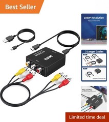 High-Quality RCA to HDMI Converter for Stunning 1080P Visuals – With Cables New