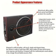 1200W 10″Slim Under-Seat Powered Subwoofer for Car Truck w/Amp Kit & Tweeter