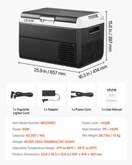 VEVOR 12 Volt Car Refrigerator Portable Freezer 42.3QT Electric Cooler Camping