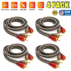 1/4PACK RCA Audio Cable Twisted Pair with Noise Reduction Interconnect Amp Wire