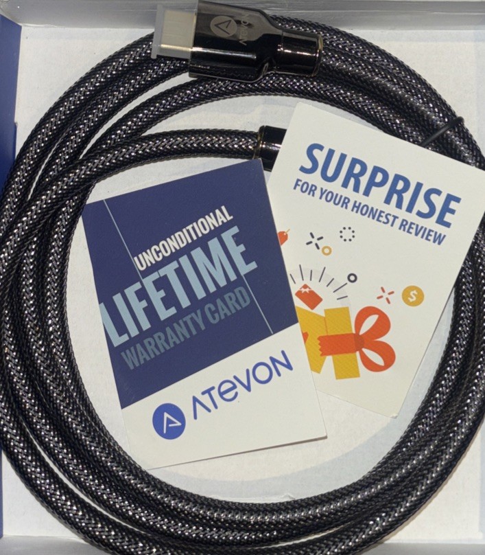 Atevon Deluxe 4K HDMI Cable 6ft 24K Gold Plated 18Gbps Bandwidth