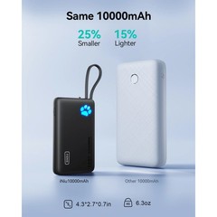 INIU Power Bank 45W 10000mAh USB-C & A Dual Output Black with LED Paw Indicator
