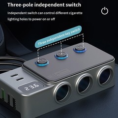 1to8 Multi Socket Car Cigarette Lighter Splitter USB Charger Adapter PD QC 120W