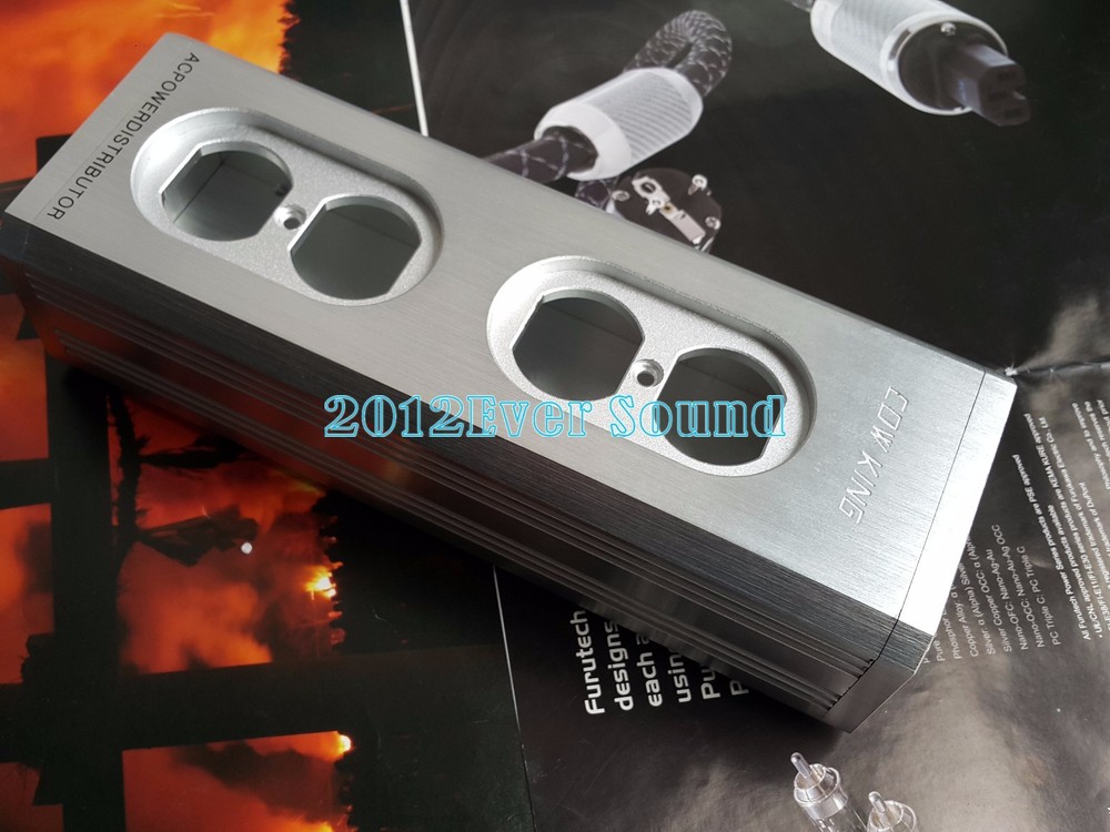 1x Aluminum Alloy US AC Power Bar Box 4outlet chassis socket hifi distributor