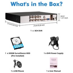 Remote Playback Support 8CH 6-in-1 5MP H.265+ DVR With 1TB Internal Storage HDD