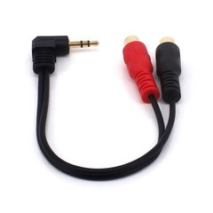 0.6FT 20cm 90 Degree Right-Angled 3.5mm (Mini) 1/8″ TRS Stereo Male to Dual F…