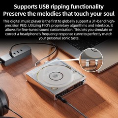 FiiO DM15 Portable CD Player, 24Bit R2R USB/DAC, 1150mWx2 BT aptX (Silver)
