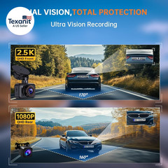 Dash Cam Front and Rear, 2.5K Dual Dash Camera for Cars, 2560P Mini Car Camera,