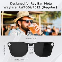 4Pcs Polarized Clip for Ray-Ban Meta Wayfarer Regular, 4Pcs, Matte Black Frame