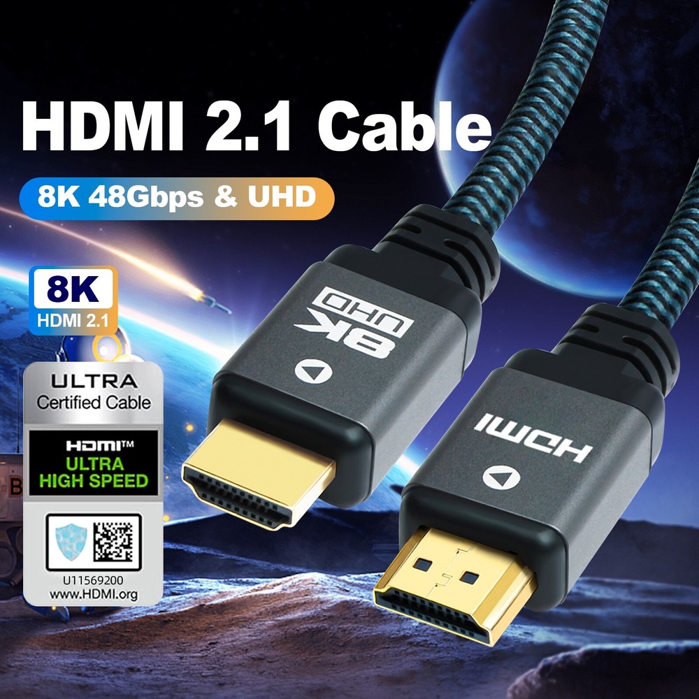 HDMI Cable 3FT HDMI 2.1 48Gbps 8K@60Hz 4K@120Hz 240Hz UHD HDTV Dolby HDCP eARC